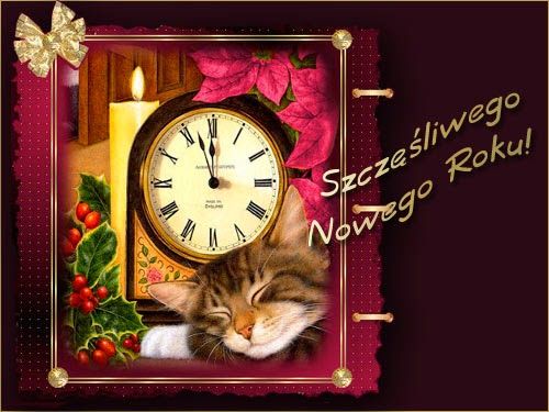 Uroczy kotek szczęśliwego nowego roku